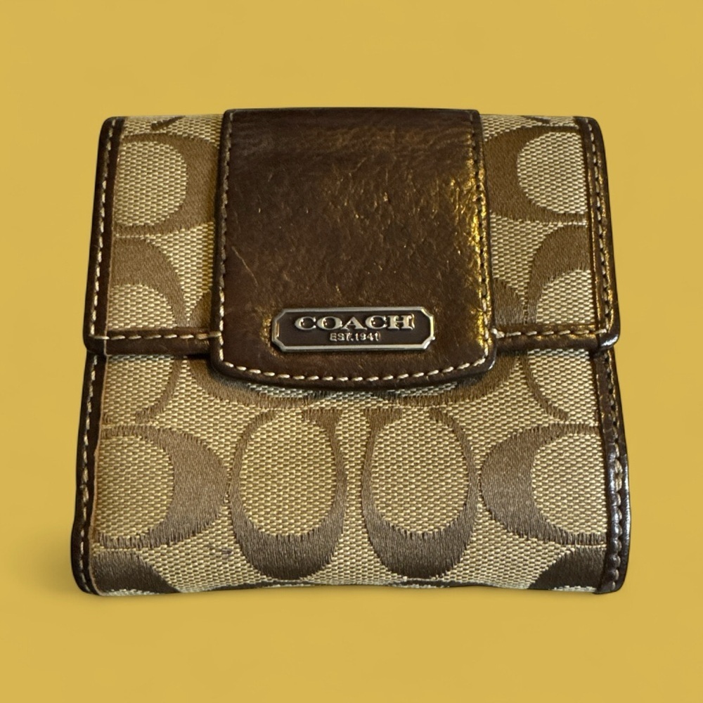 COACH Signature Bifold Brown Canvas wallet EUC
